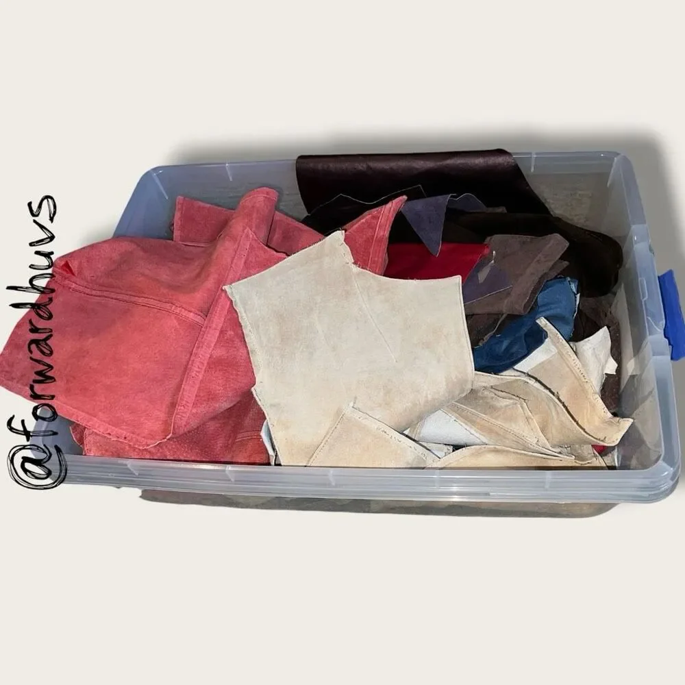 #8 Scrap Suede Sewing Pieces & Leather Crafting Material  - Over 4 pounds shippe